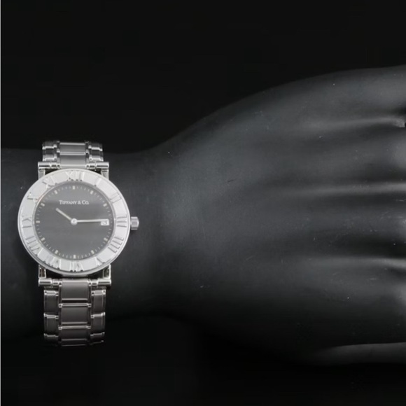 Tiffany & Co. Silver and Black Watch. Atlas Roman numeral 33 mm - Picture 2 of 7